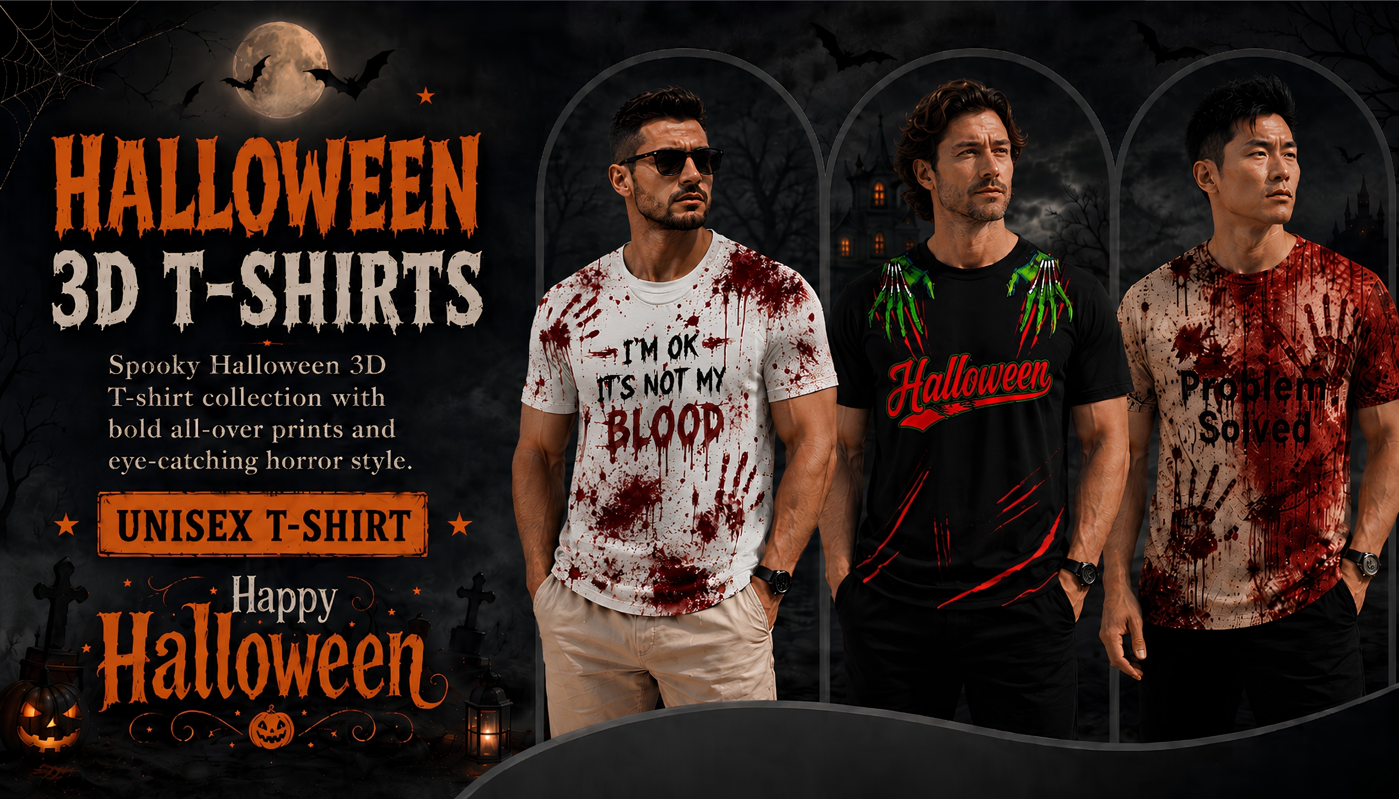 UNISEX HALLOWEEN 3D PRINTED SHORT SLEEVE T-SHIRT